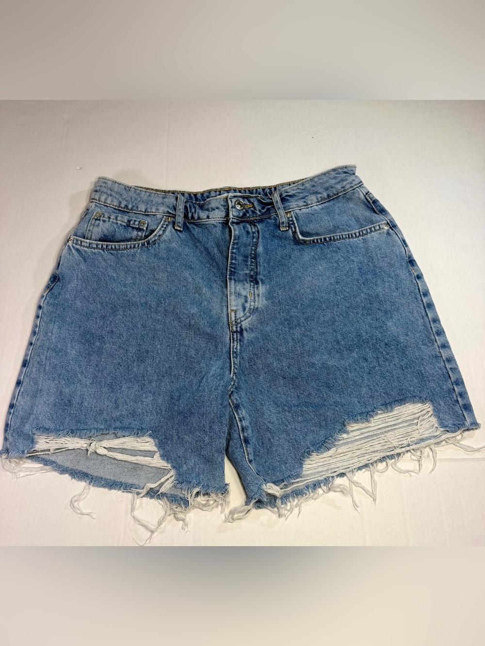 Forever 21 Light Blue Distressed Denim Cutoff Shorts